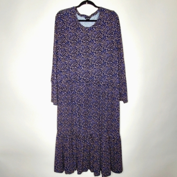 Saint + Sofia Tiered Heart Print Maxi Dress Size 18 Polka-dot Pockets Boho Chic - Picture 14 of 14